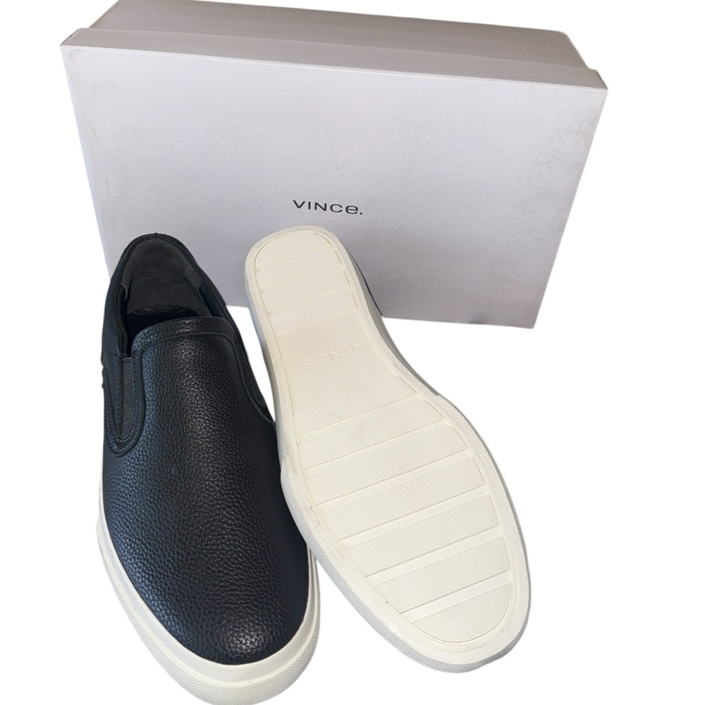 NEW NIB Vince Men’s Fairfax Black Leather Slip On Shoes Leather US 9 - Picture 9 of 12